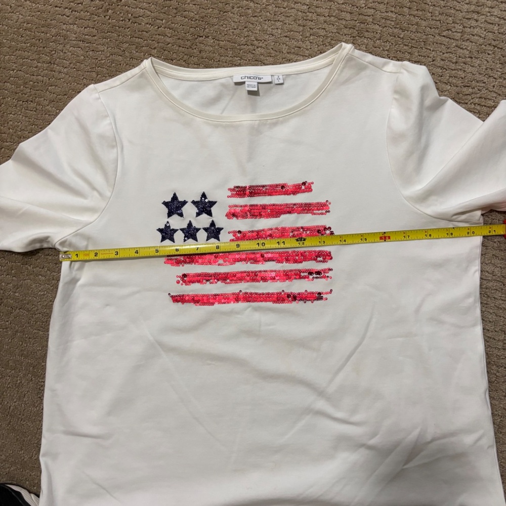 Chico's tee with sequin embellished American flag, size 2 - Picture 6 of 6